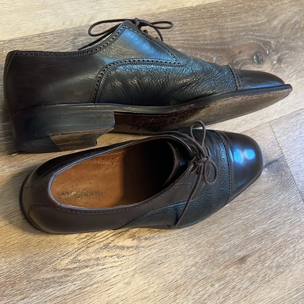 Men's Magnanni Dress Shoes Dark Brown Wing Tip Leather Made In Spain Sz 9